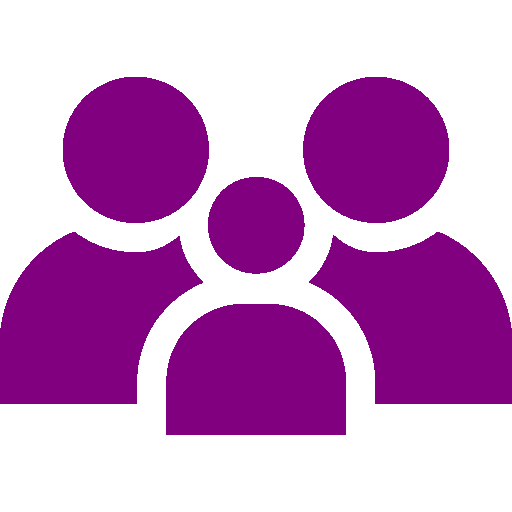 Purple icon of a family of 3