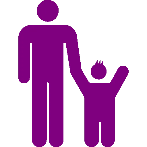 Purple icon of a adult with a kid